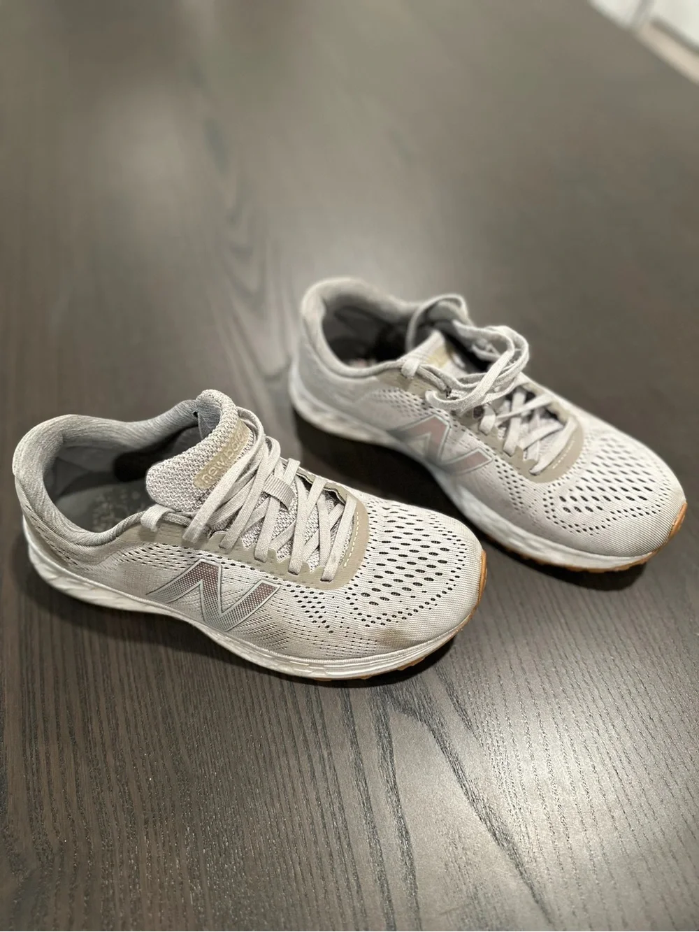 New Balance Light Grey Mesh Running Shoes